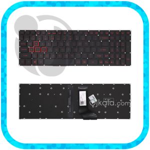 کیبورد لپ تاپ ایسر AN515-54 مشکی قرمز اینتر کوچک بدون فریم با بکلایت و دکمه پاور 