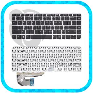 کیبورد لپ تاپ اچ پی EliteBook 840 G3 مشکی اینتر کوچک با فریم نقره ای، بدون موس و بکلایت