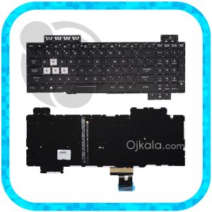 کیبورد لپ تاپ ایسوس TUF Gaming FX505 مشکی اینتر کوچک و بکلایت RGB و کلید پاور - نو
