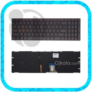 کیبورد لپ تاپ ایسوس GL502 مشکی قرمز  اینتر کوچک و بکلایت  و کلید پاور و بدون فریم - نو