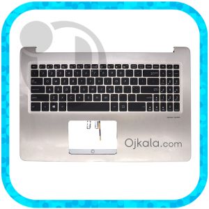 قاب دور کیبورد به همراه کیبورد ایسوس VivoBook N580  بژ اینتر کوچیک با بکلایت و بدون فریم - نو 