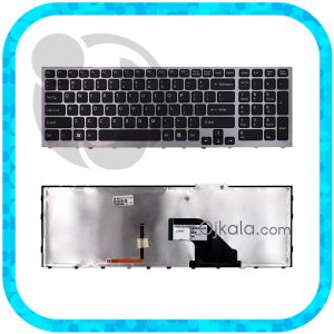 کیبورد لپ تاپ سونی VAIO VPC-F1 / VPC-F11 مشکی اینتر کوچک با فریم خاکستری و بکلایت