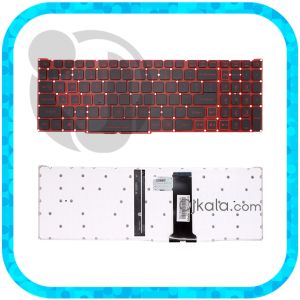 کیبورد لپ تاپ ایسر AN515-52 مشکی قرمز اینتر کوچک بدون فریم با بکلایت تک رنگ به همراه دکمه پاور