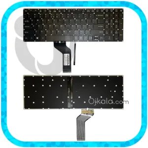 کیبورد لپ تاپ ایسر Aspire A715-54 مشکی بدون فریم - با بکلایت - اینتر کوچیک - نو 