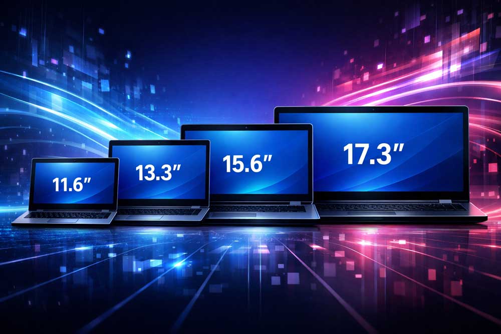 اندازه های ال ای دی لپتاپ  