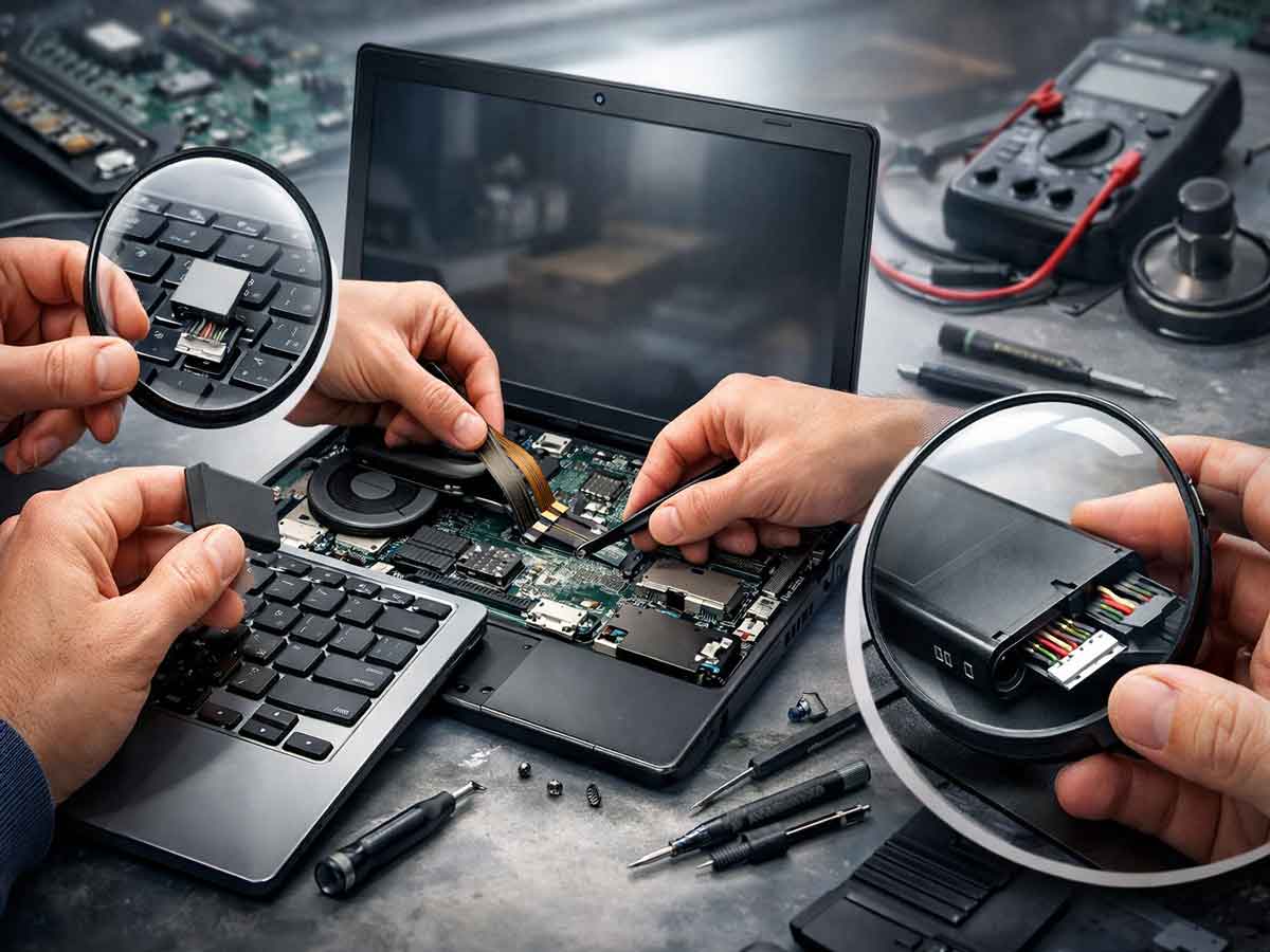چگونه بفهمیم لپ‌تاپ ریفر یا تعمیری است؟ بررسی کیبورد، باتری و فلت‌ها